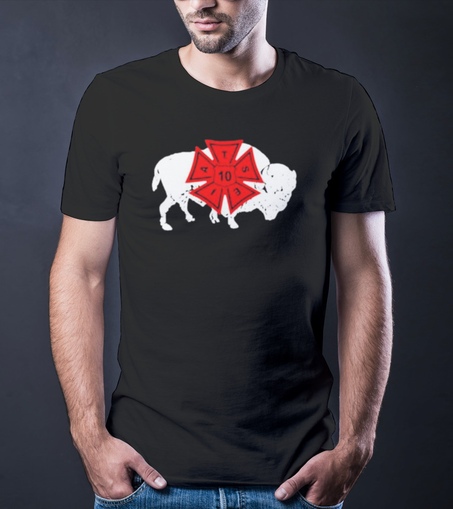 IATSE Local 10 Buffalo NY Union Symbol With Red Crest And White Buffalo T-Shirt