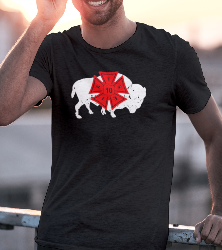 IATSE Local 10 Buffalo NY Union Symbol With Red Crest And White Buffalo T-Shirt