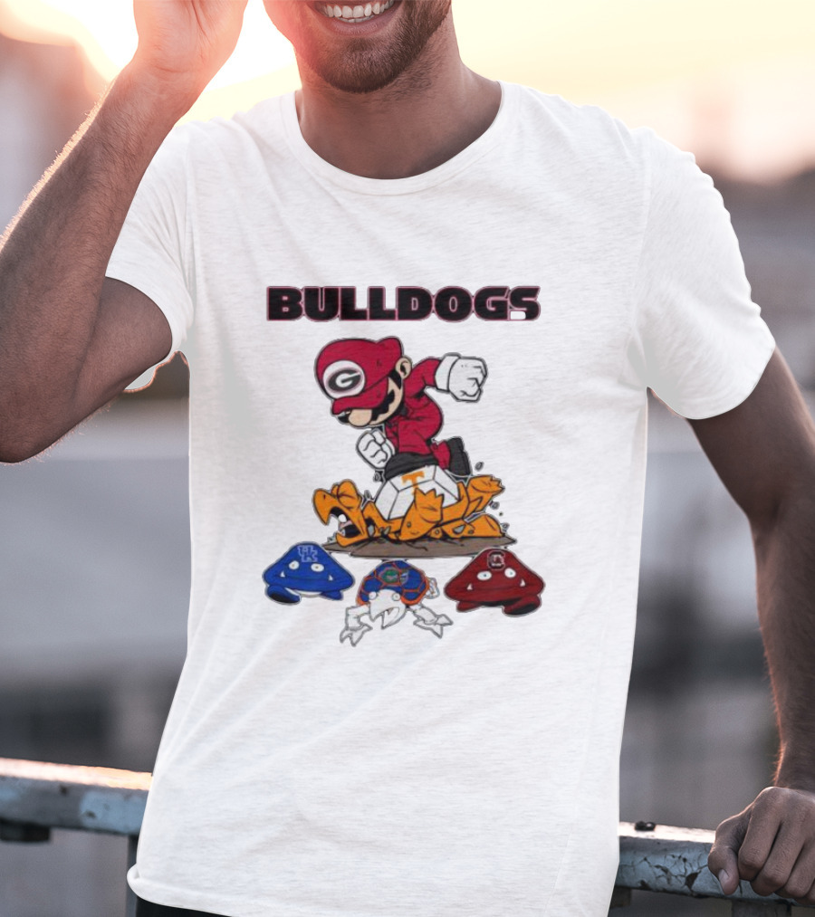 Bulldogs Super Mario Inspired Design With Iconic Gaming Motifs T-Shirt