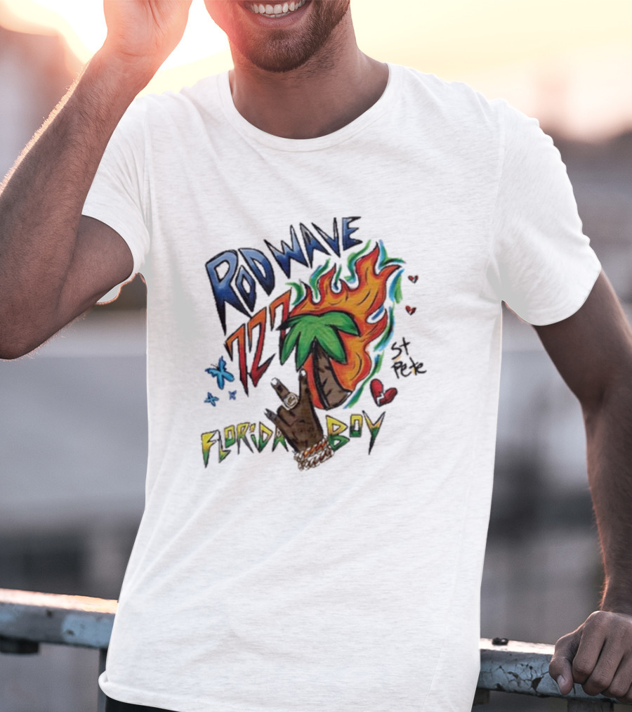 Rod Wave 727 St Pete Florida Boy Palm Tree And Flames T-Shirt
