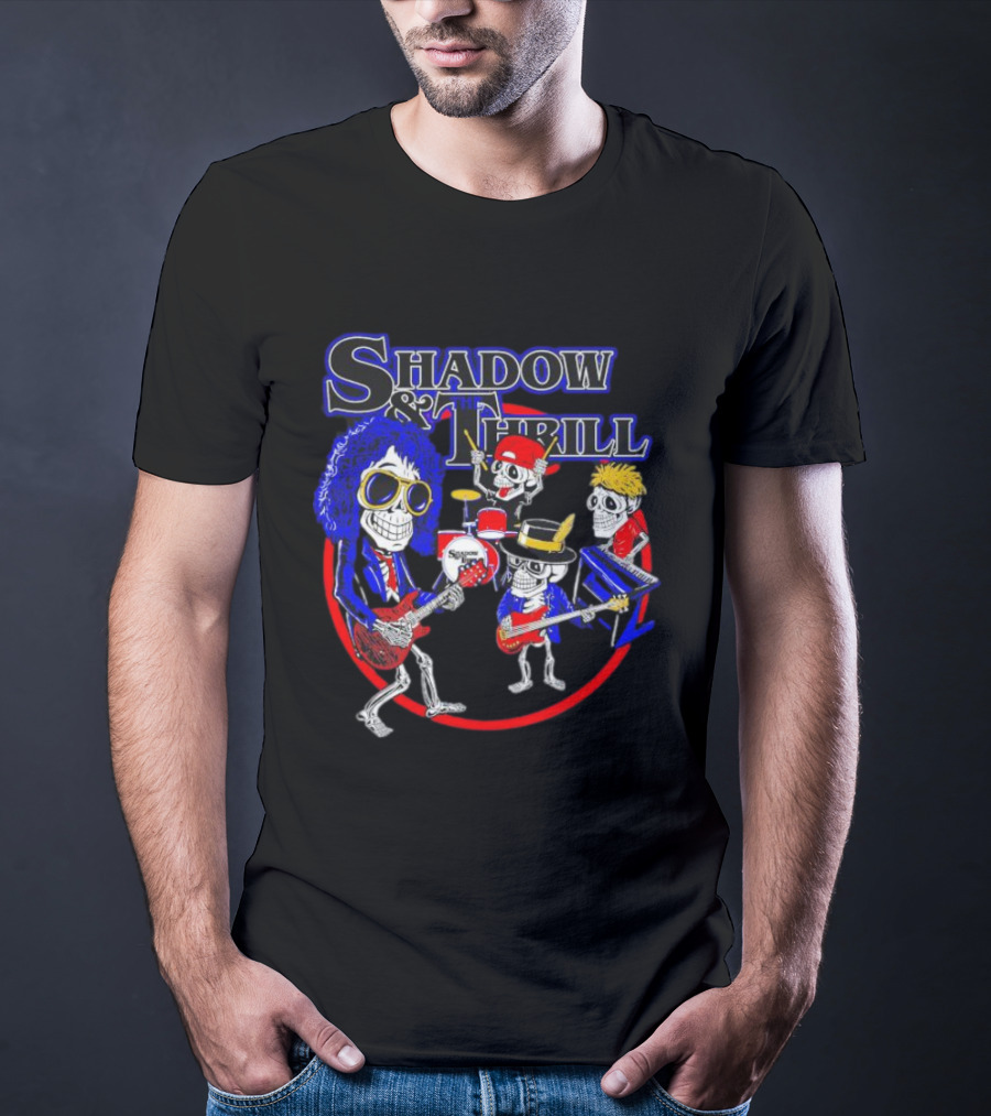 Shadow And Thrill Skeleton Band Rock Performance T-Shirt