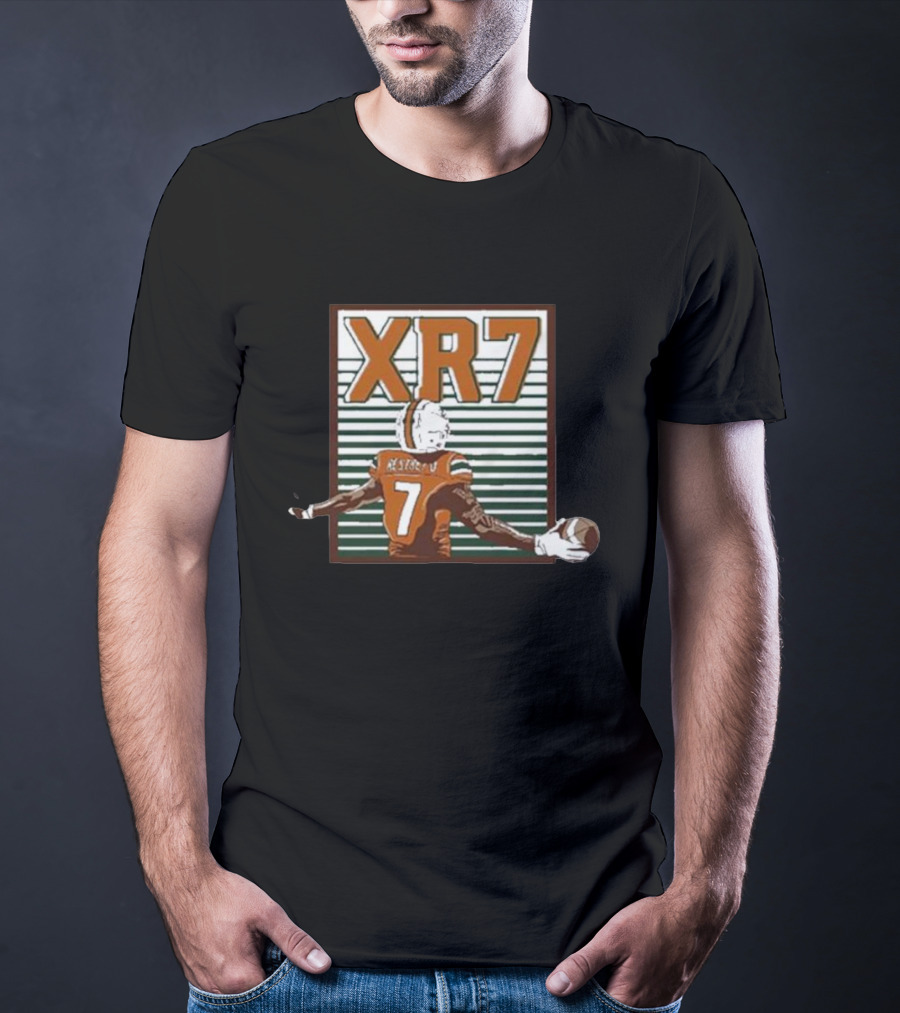 Xavier Restrepo XR7 Football Player With Ball And Stripes T-Shirt