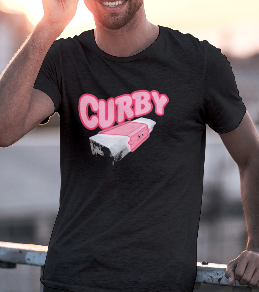 CURBY Pink Brick Character T-Shirt