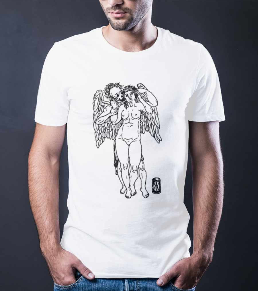 Devil Behind Angelic Figure With Hourglass T-Shirt