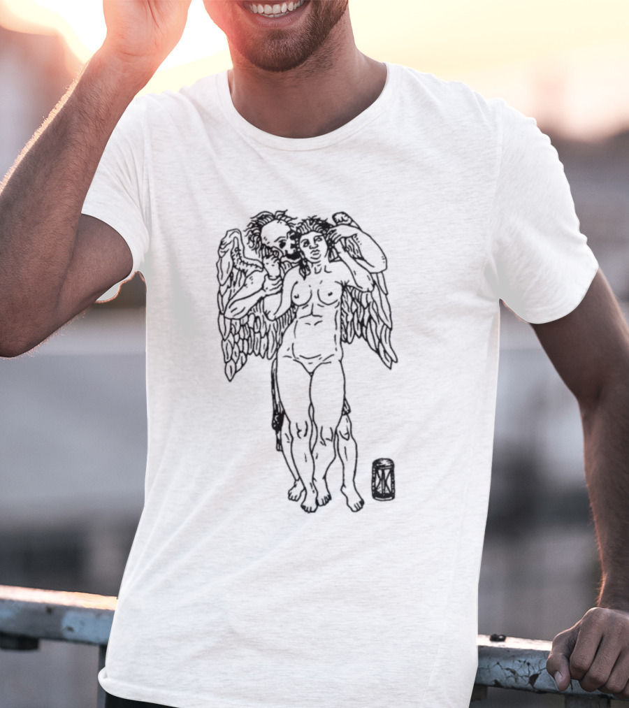 Devil Behind Angelic Figure With Hourglass T-Shirt