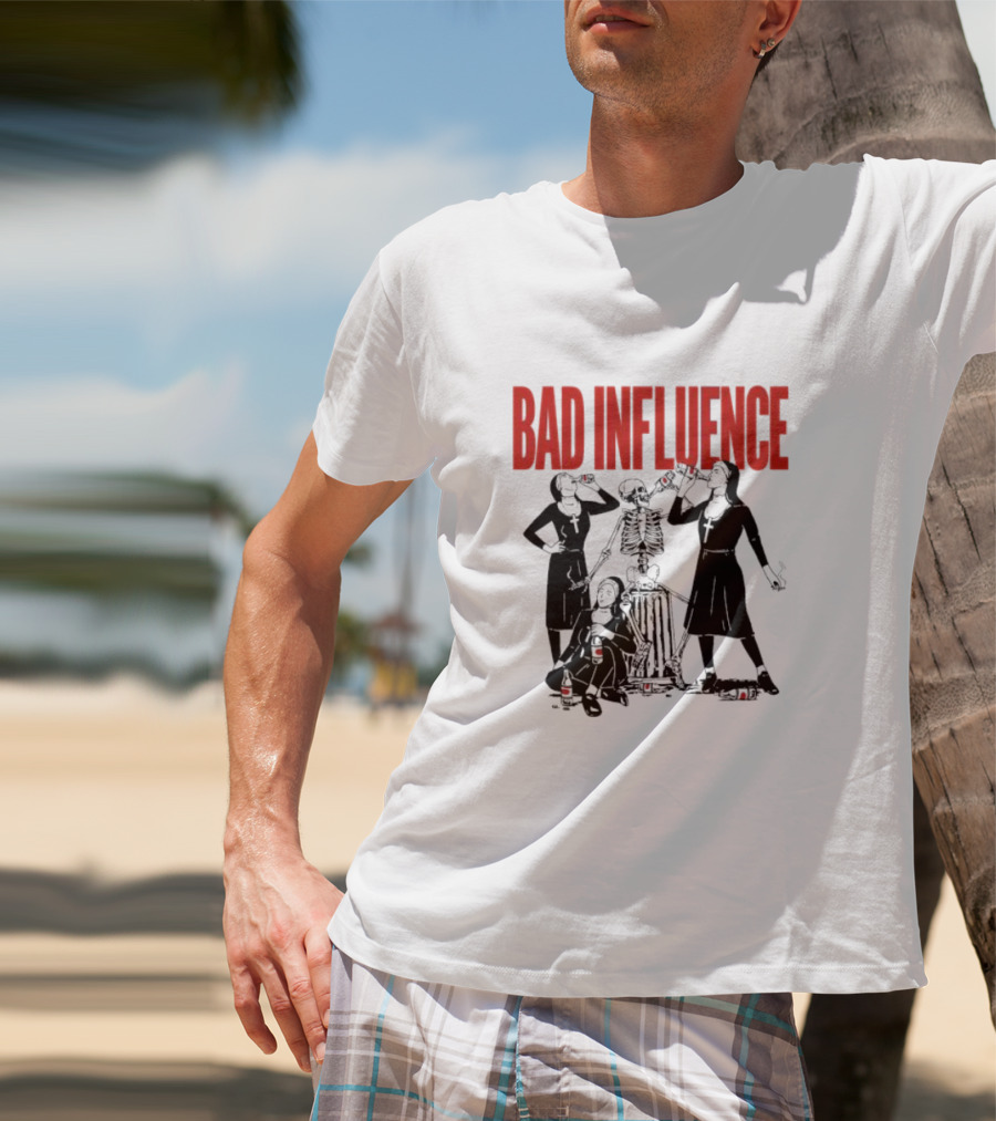 Bad Influence Nuns Partying With Skeleton T-Shirt