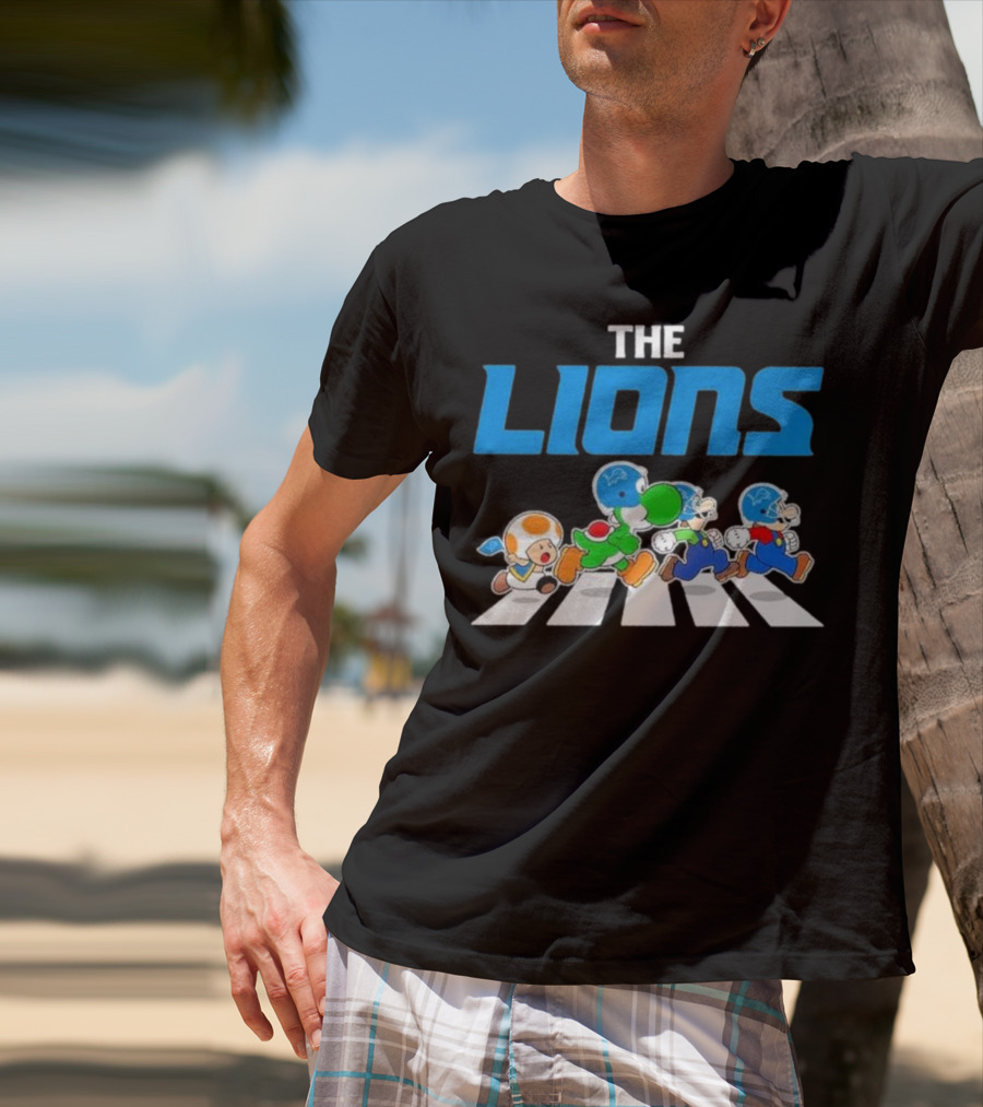 The Lions Mario Yoshi Toad Crossover Gaming Football Abbey Road T-Shirt