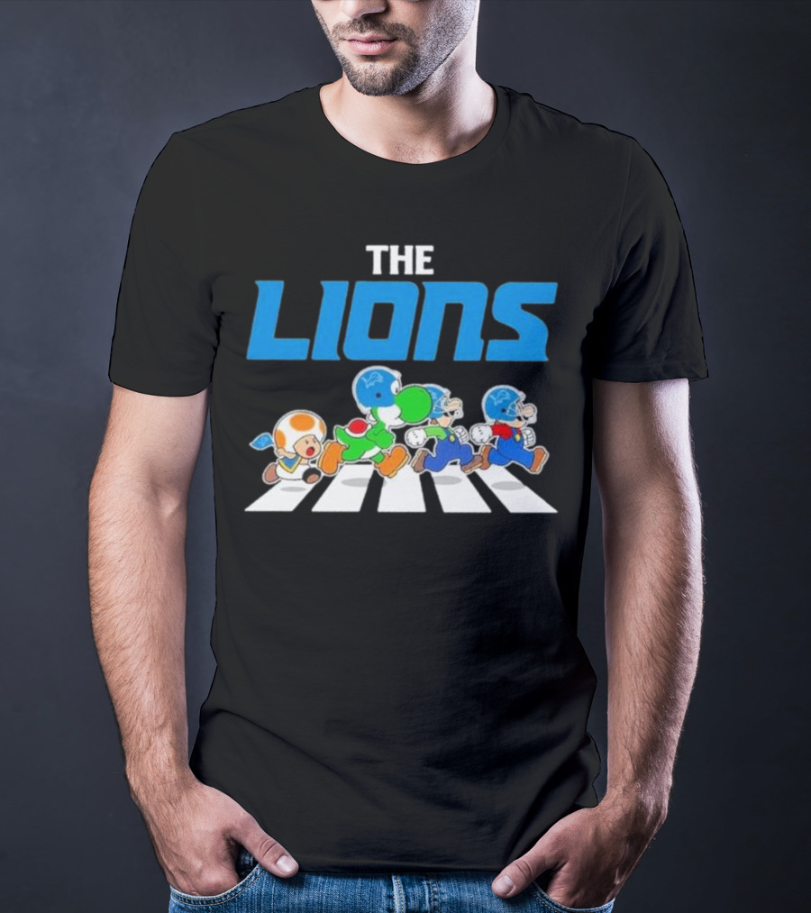 The Lions Mario Yoshi Toad Crossover Gaming Football Abbey Road T-Shirt