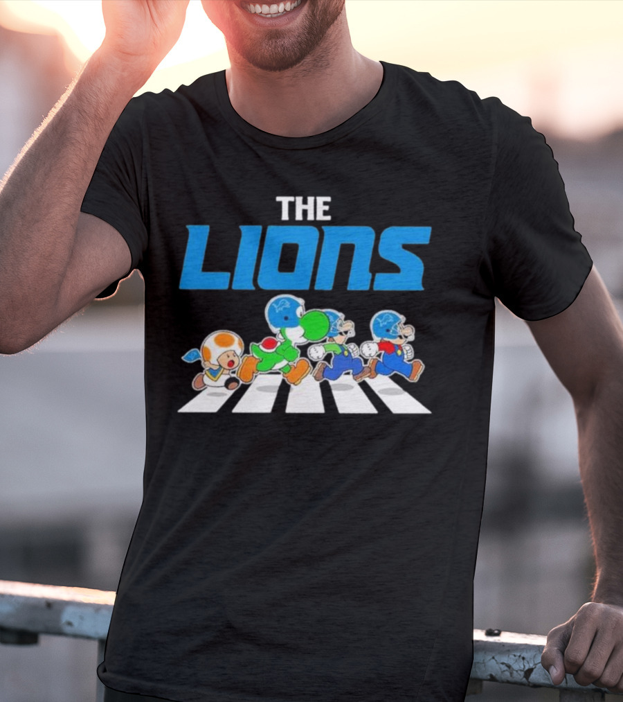 The Lions Mario Yoshi Toad Crossover Gaming Football Abbey Road T-Shirt