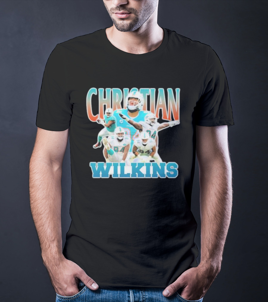 Christian Wilkins Miami Dolphins Football Player Collage T-Shirt