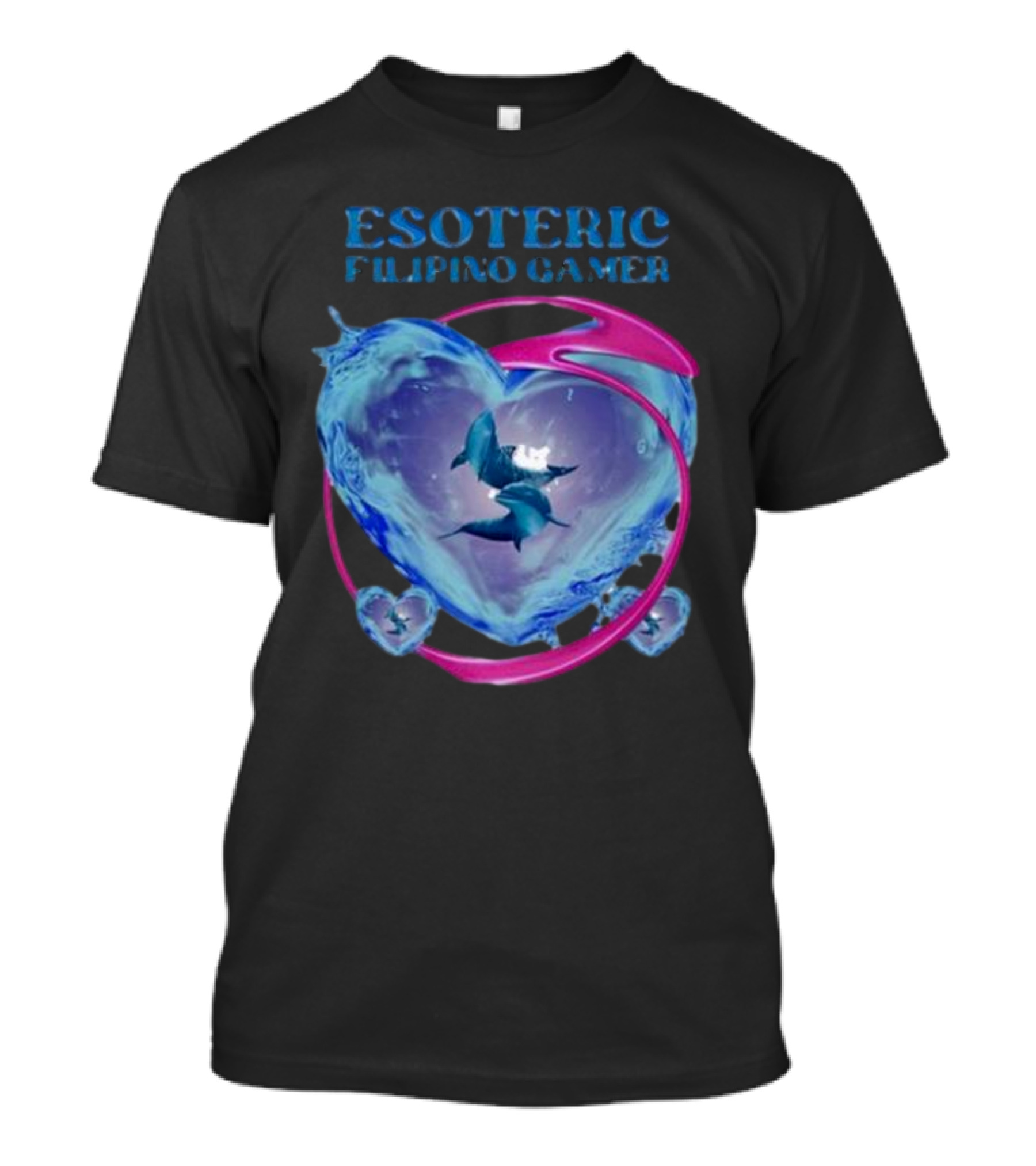 ESOTERIC FILIPINO GAMER Heart With Dolphins In Oceanic Sphere T-Shirt