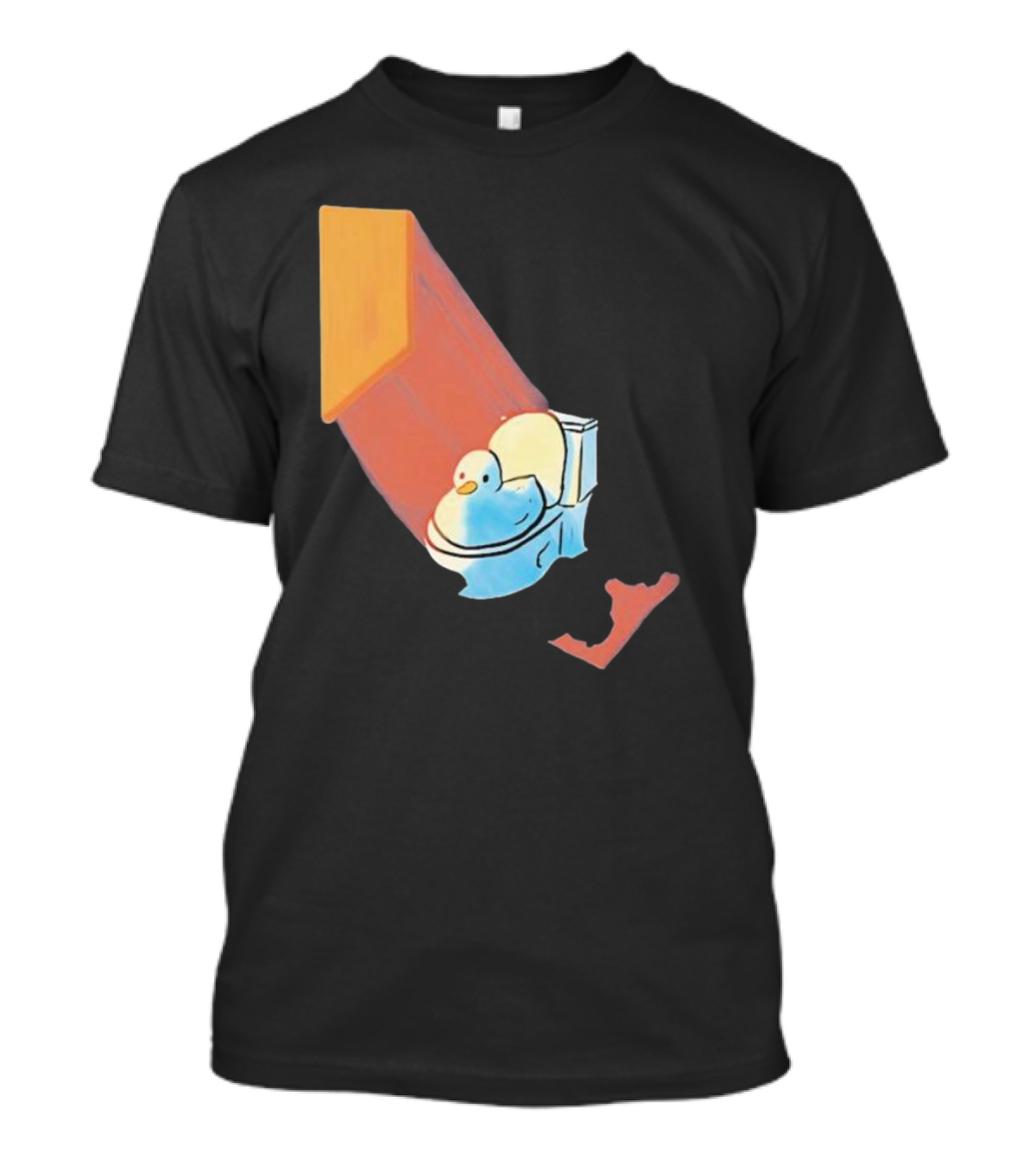 Groovy Space Duck Relaxing In Cosmic Beam On Toilet T-Shirt