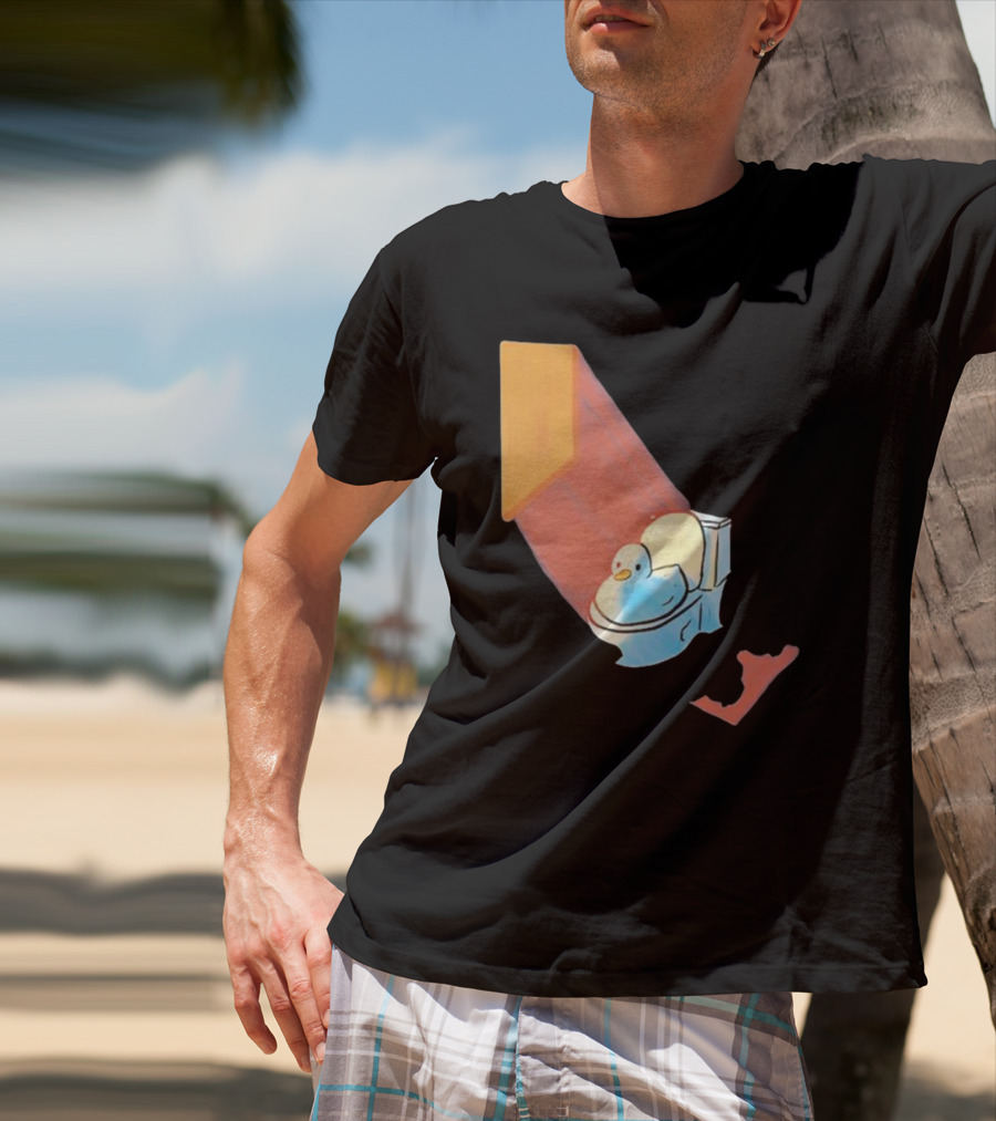 Groovy Space Duck Relaxing In Cosmic Beam On Toilet T-Shirt