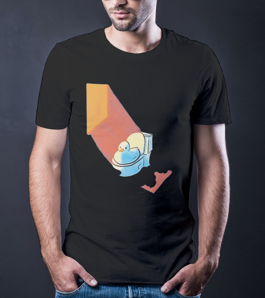 Groovy Space Duck Relaxing In Cosmic Beam On Toilet T-Shirt