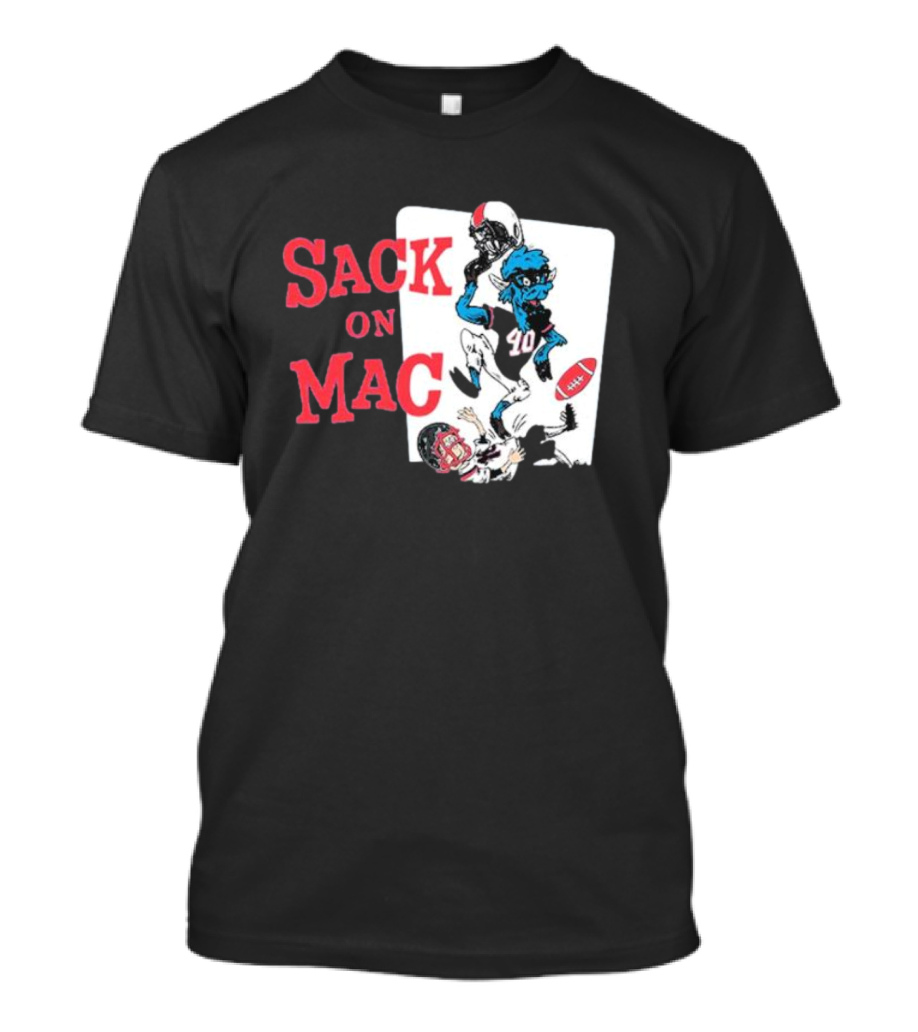 Sack On Mac NFL Football Cartoon Character Action T-Shirt