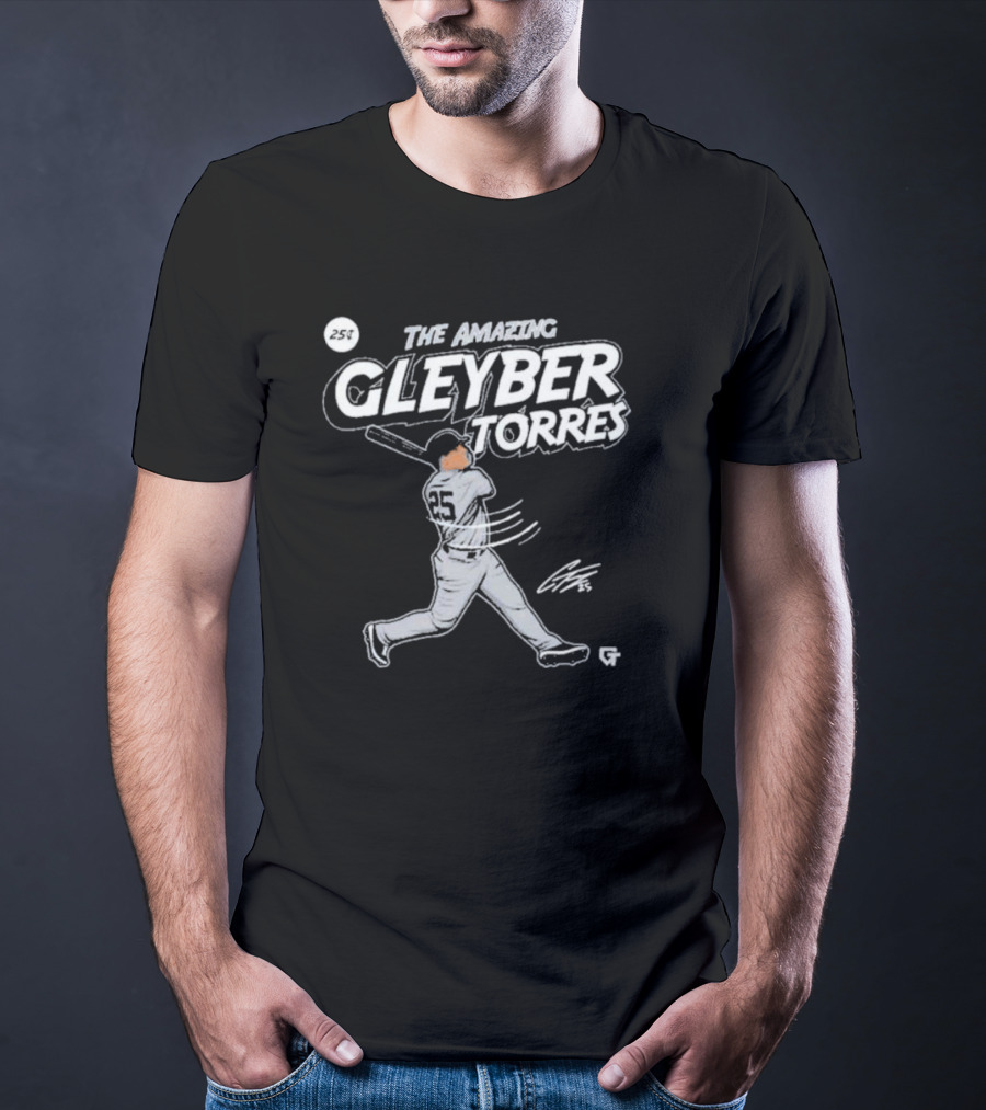 The Amazing Gleyber Torres Comic Book Style With Signature And Baseball Action T-Shirt