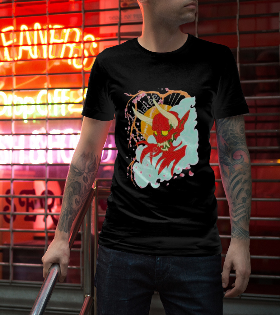 Elvis The Alien Oni Ayylien Clothing Red Demon Mask T-Shirt