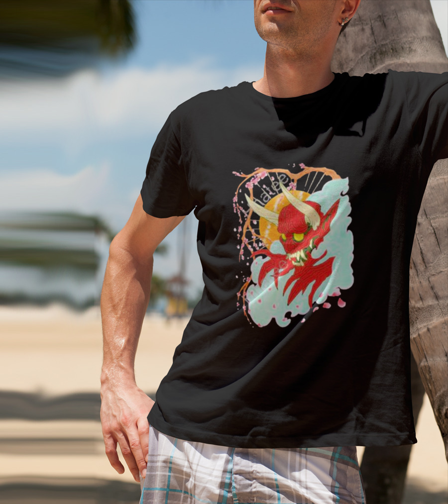 Elvis The Alien Oni Ayylien Clothing Red Demon Mask T-Shirt