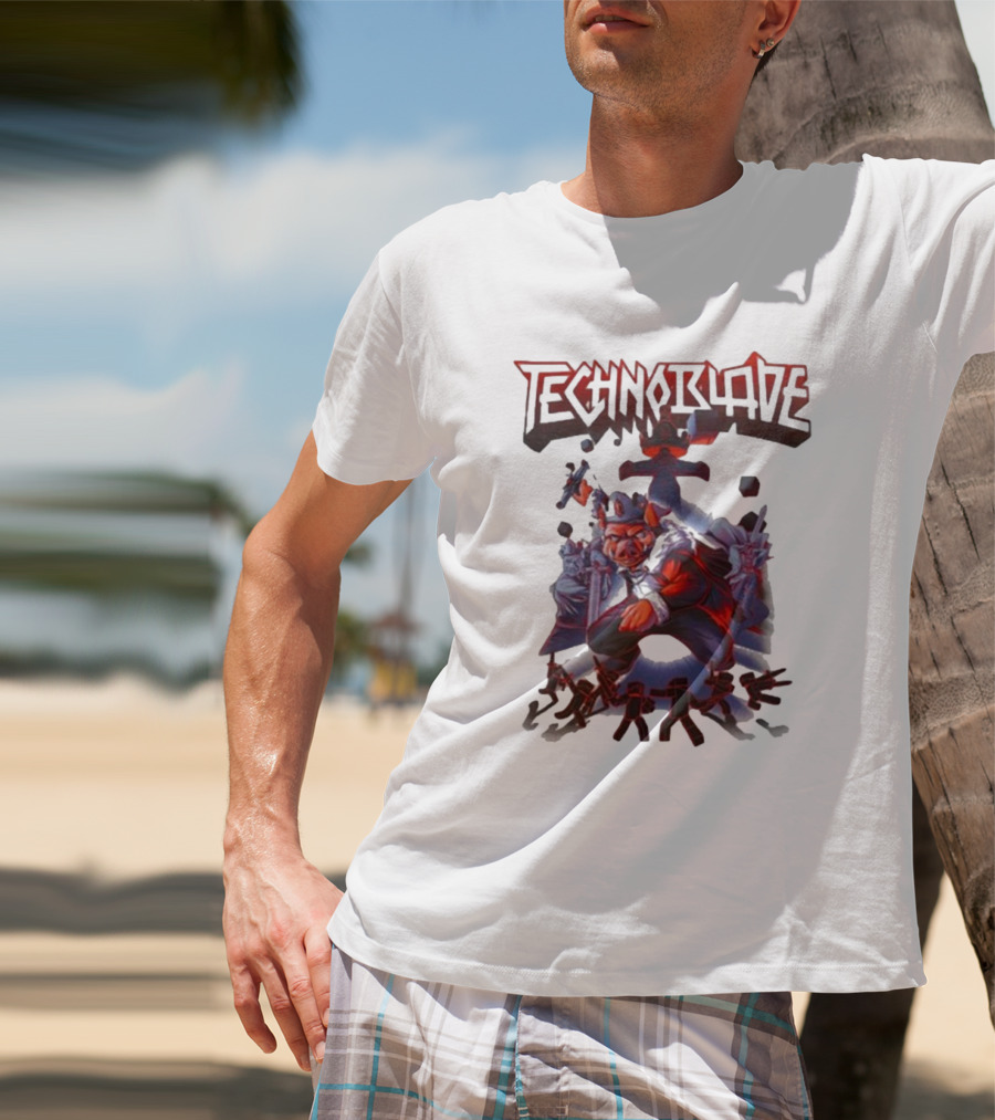 Technoblade Warrior Pig With Sword And Crown T-Shirt