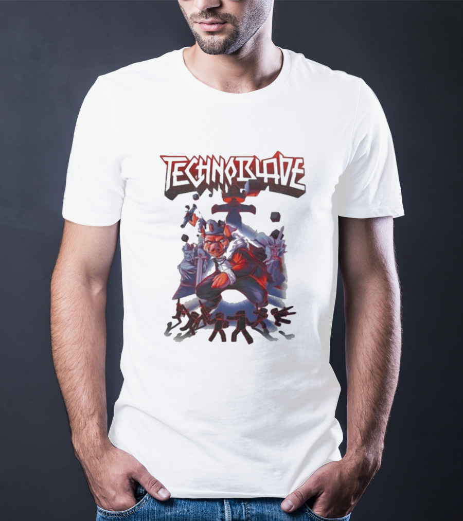 Technoblade Warrior Pig With Sword And Crown T-Shirt