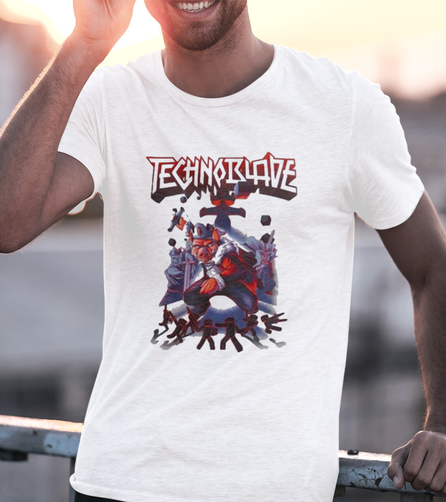 Technoblade Warrior Pig With Sword And Crown T-Shirt
