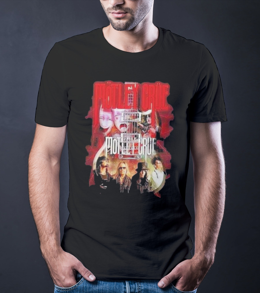 Motley Crue Rock Band Guitar With Faces T-Shirt