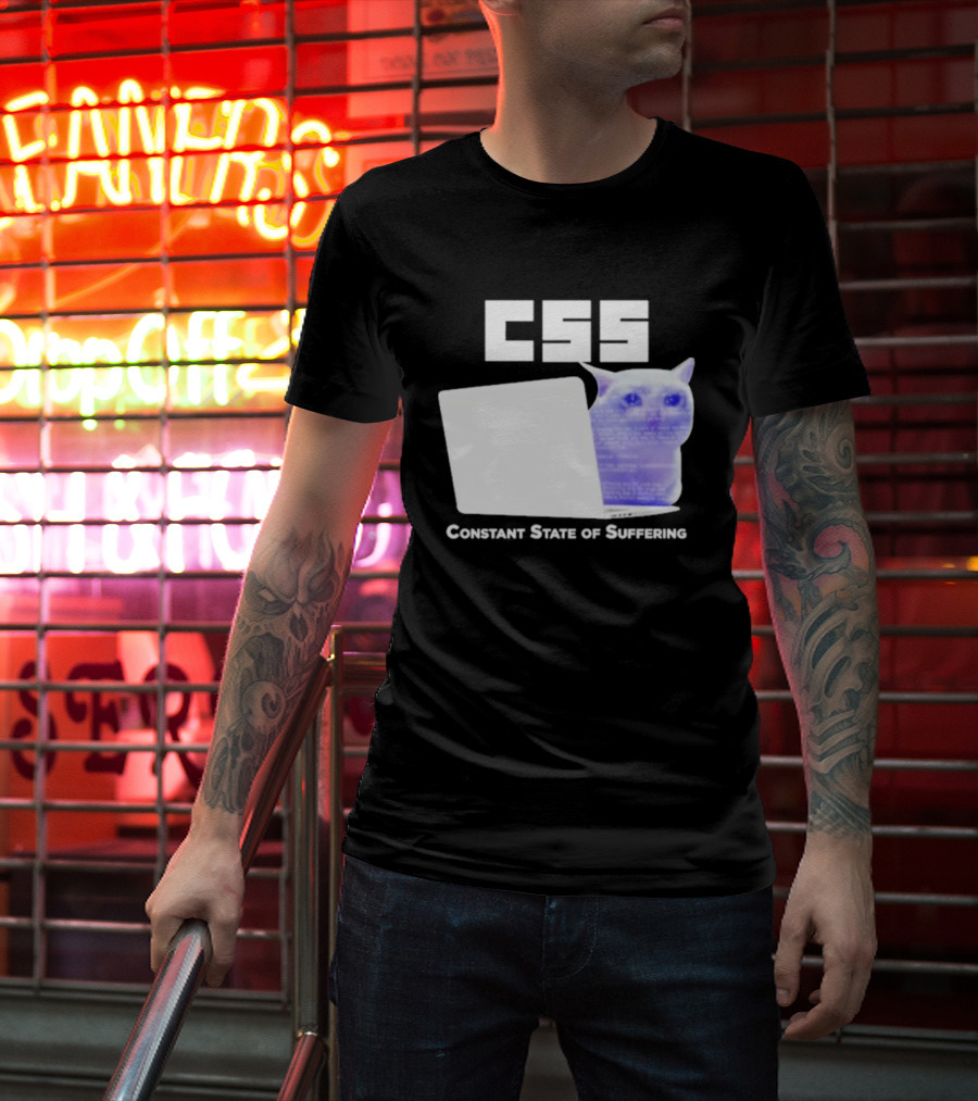 CSS Constant State Of Suffering Cat With Computer Retro Vibe T-Shirt