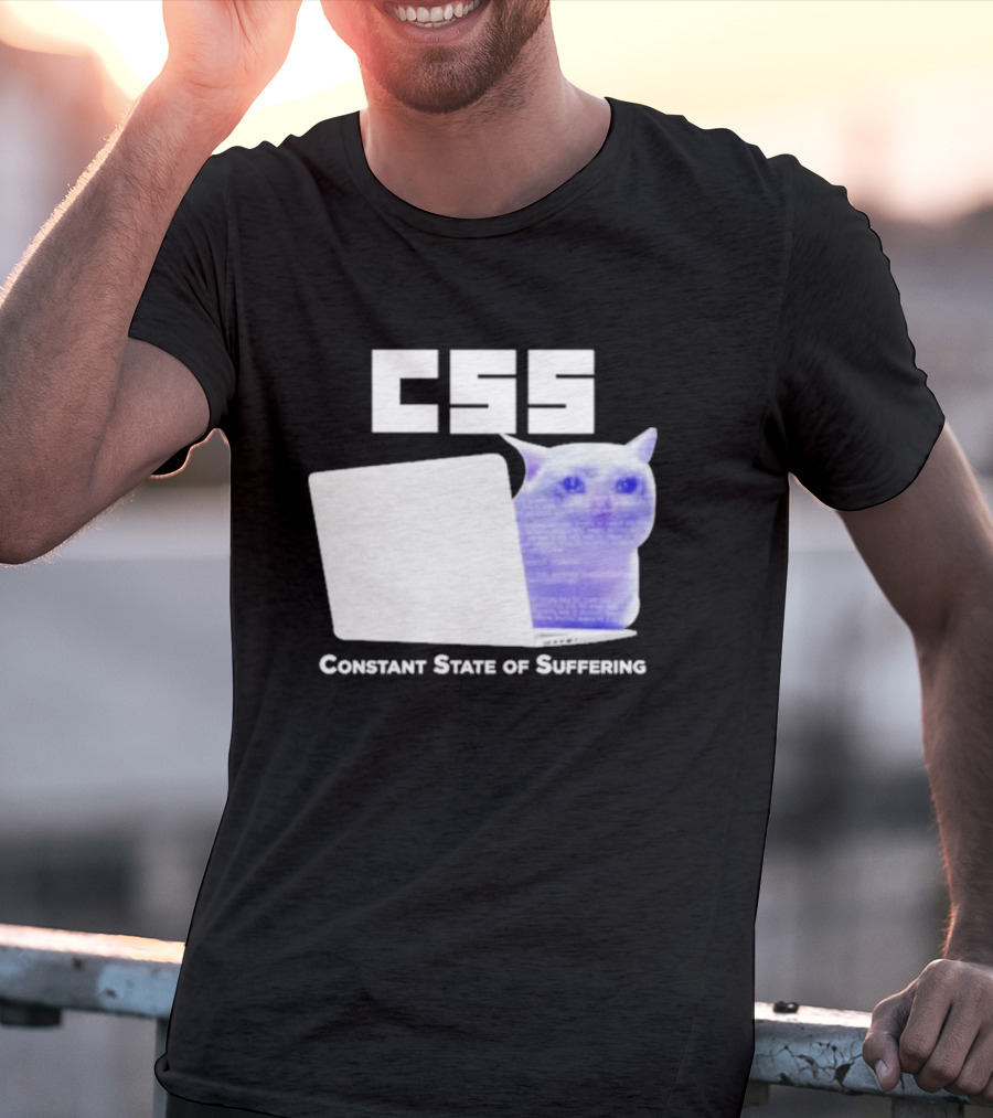 CSS Constant State Of Suffering Cat With Computer Retro Vibe T-Shirt