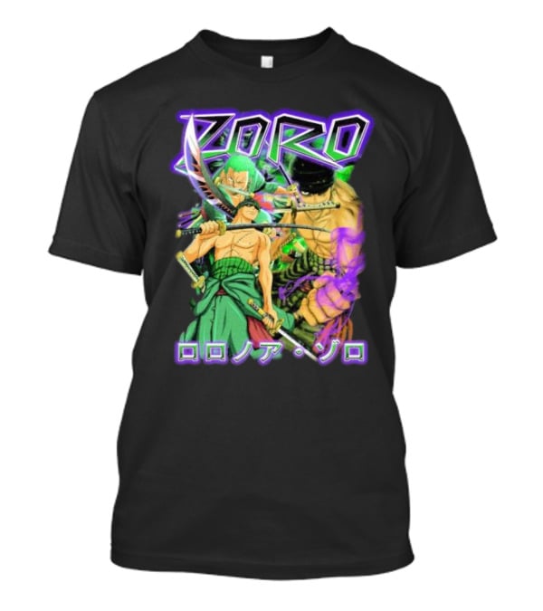 Zoro Roronoa Zoro Anime Manga Japanese Text Martial Arts Swordsman Fantasy Adventure T-Shirt