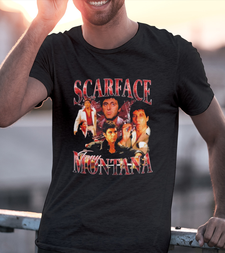 Scarface Tony Montana Film Collage Iconic Scenes T-Shirt