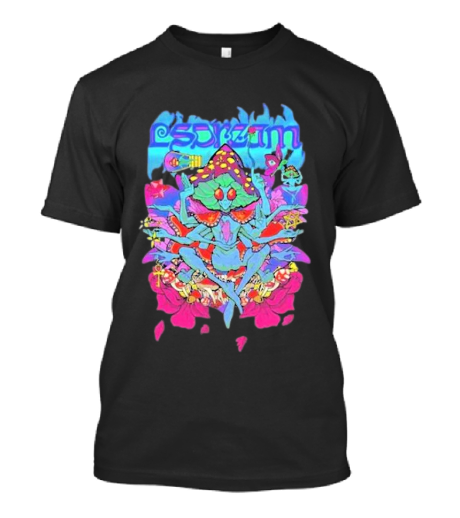 LSDream Mushi Psychedelic Bug Creature With Vibrant Colors And Cosmic Elements T-Shirt