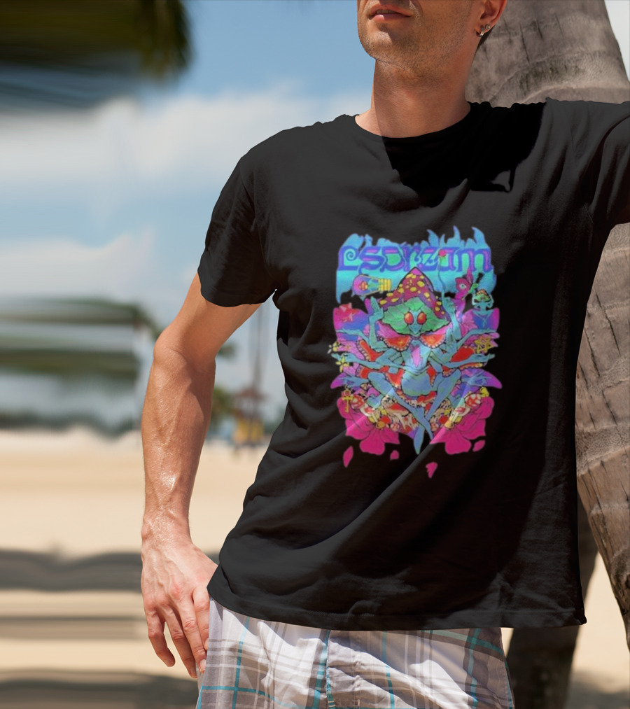 LSDream Mushi Psychedelic Bug Creature With Vibrant Colors And Cosmic Elements T-Shirt