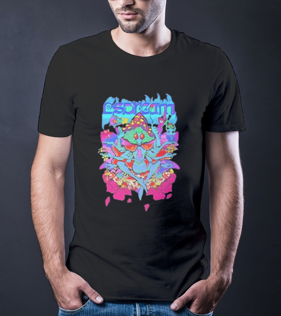 LSDream Mushi Psychedelic Bug Creature With Vibrant Colors And Cosmic Elements T-Shirt