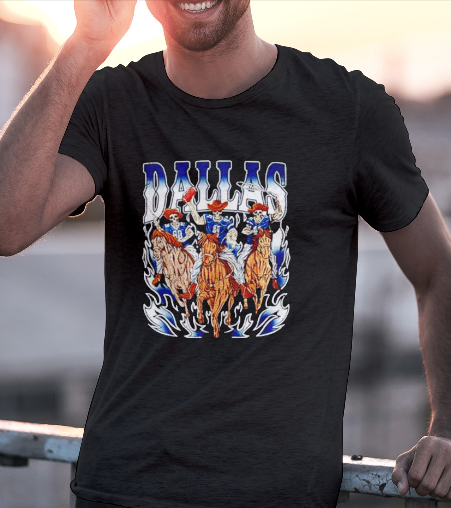 Dallas Cowboys Skeleton Horseback Riders Halloween T-Shirt