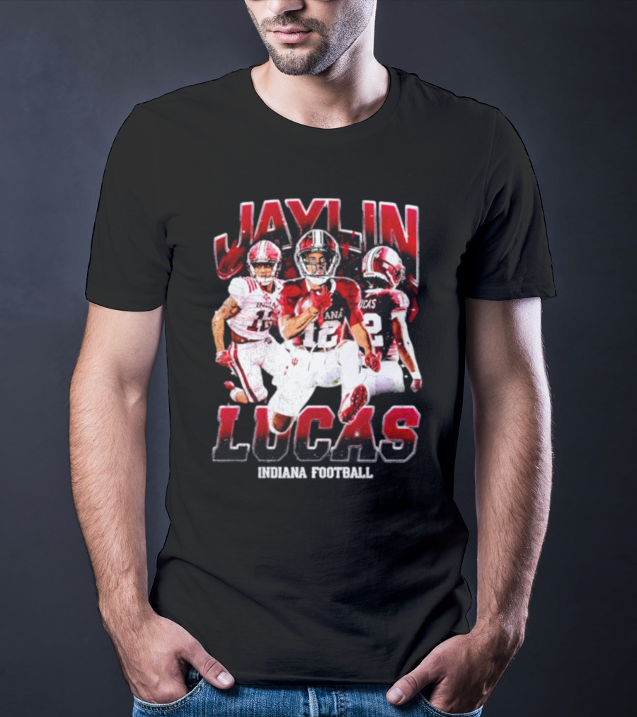 Jaylin Lucas Indiana Football Athlete Action Collage T-Shirt