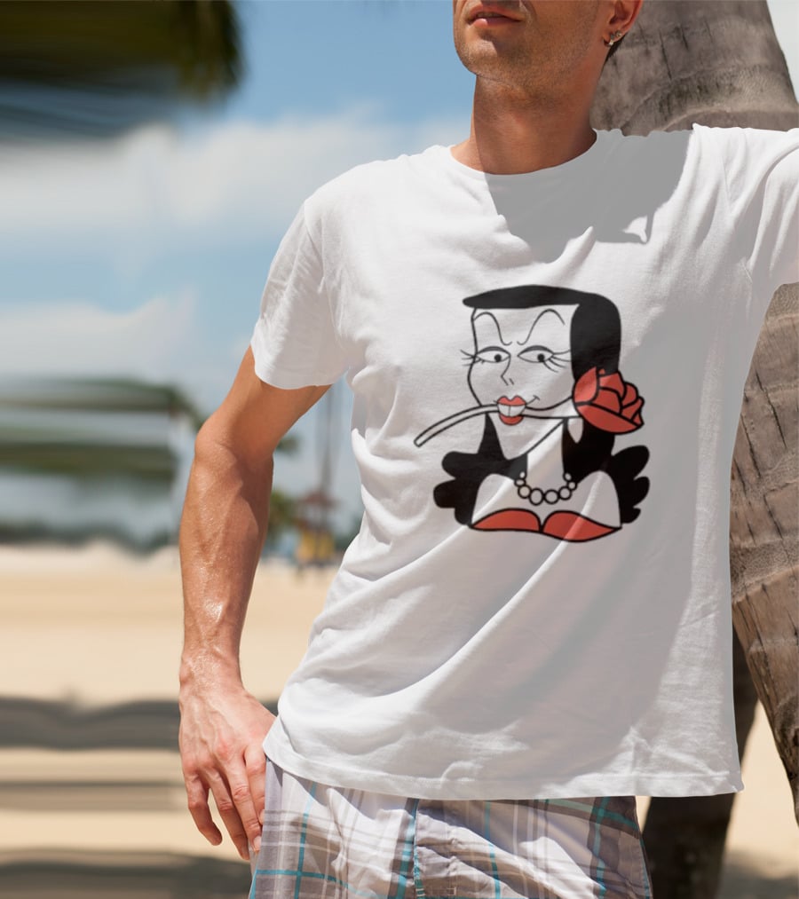 Kurt Cobain Natasha Fatale Iconic Cartoon Fusion ретро Шик меховый шарф розы T-Shirt