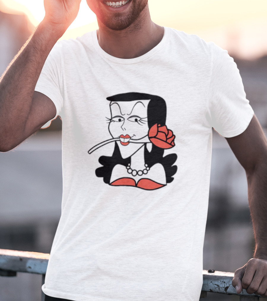 Kurt Cobain Natasha Fatale Iconic Cartoon Fusion ретро Шик меховый шарф розы T-Shirt