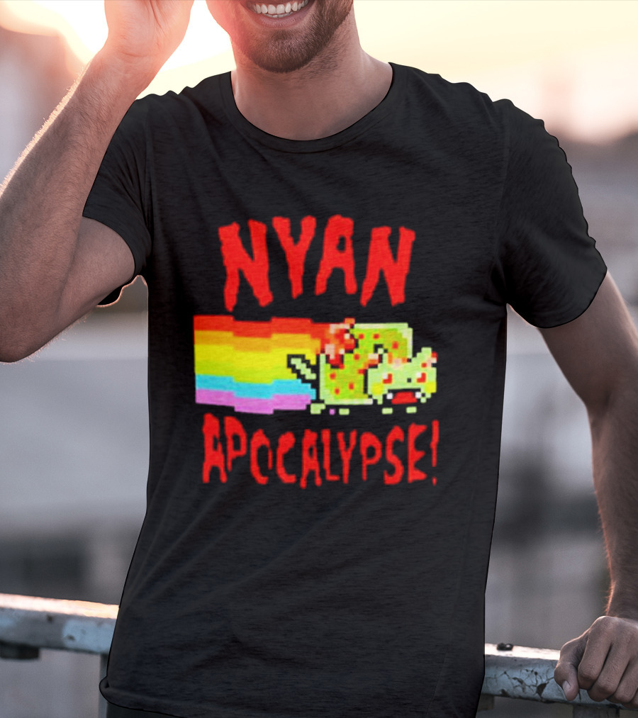 Nyan Cat Apocalypse Rainbow Explosion Iconic Meme T-Shirt