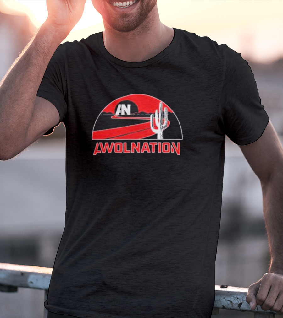 AWOLNATION Cactus Road Desert Scene With Red Sky And Roadway T-Shirt