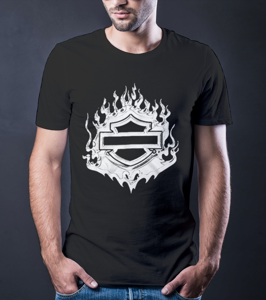 Post Malone X H-D Flaming Bar And Shield Emblem T-Shirt