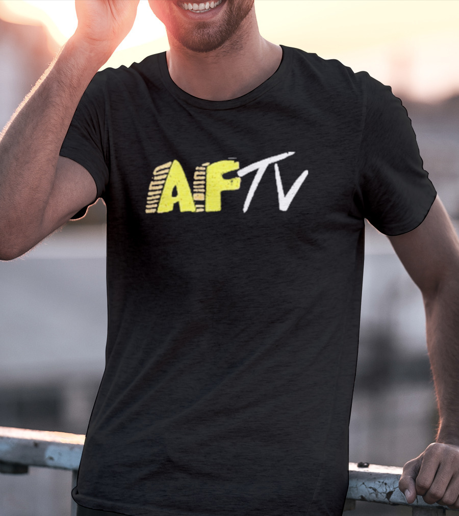 AFTV Invasion Soccer Fan Channel Bold Yellow Text And White Strokes T-Shirt