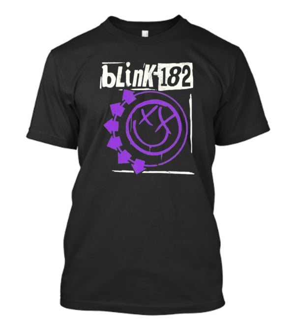 Blink-182 Edging Smiley Logo With Purple Arrows T-Shirt