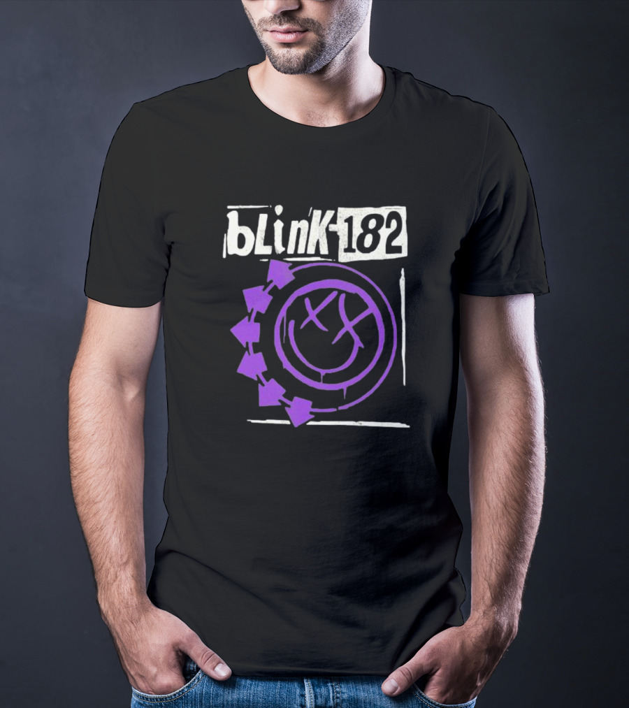 Blink-182 Edging Smiley Logo With Purple Arrows T-Shirt