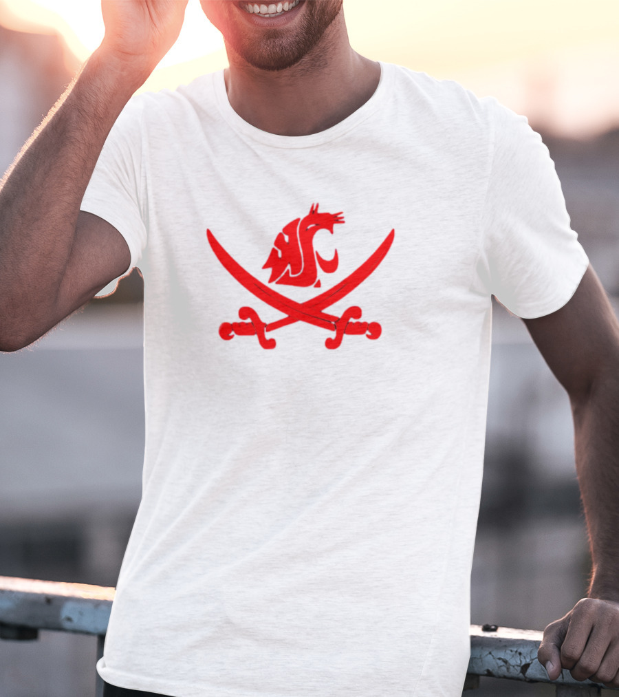 WSU Pirate Swing Your Sword Cougar Logo Crossed Sabers T-Shirt