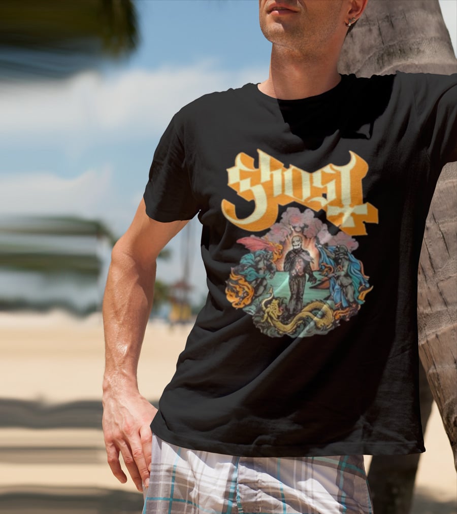Ghost Boticelli Inspired Papal Figure With Mythical Creatures T-Shirt