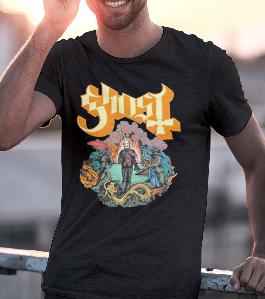 Ghost Boticelli Inspired Papal Figure With Mythical Creatures T-Shirt