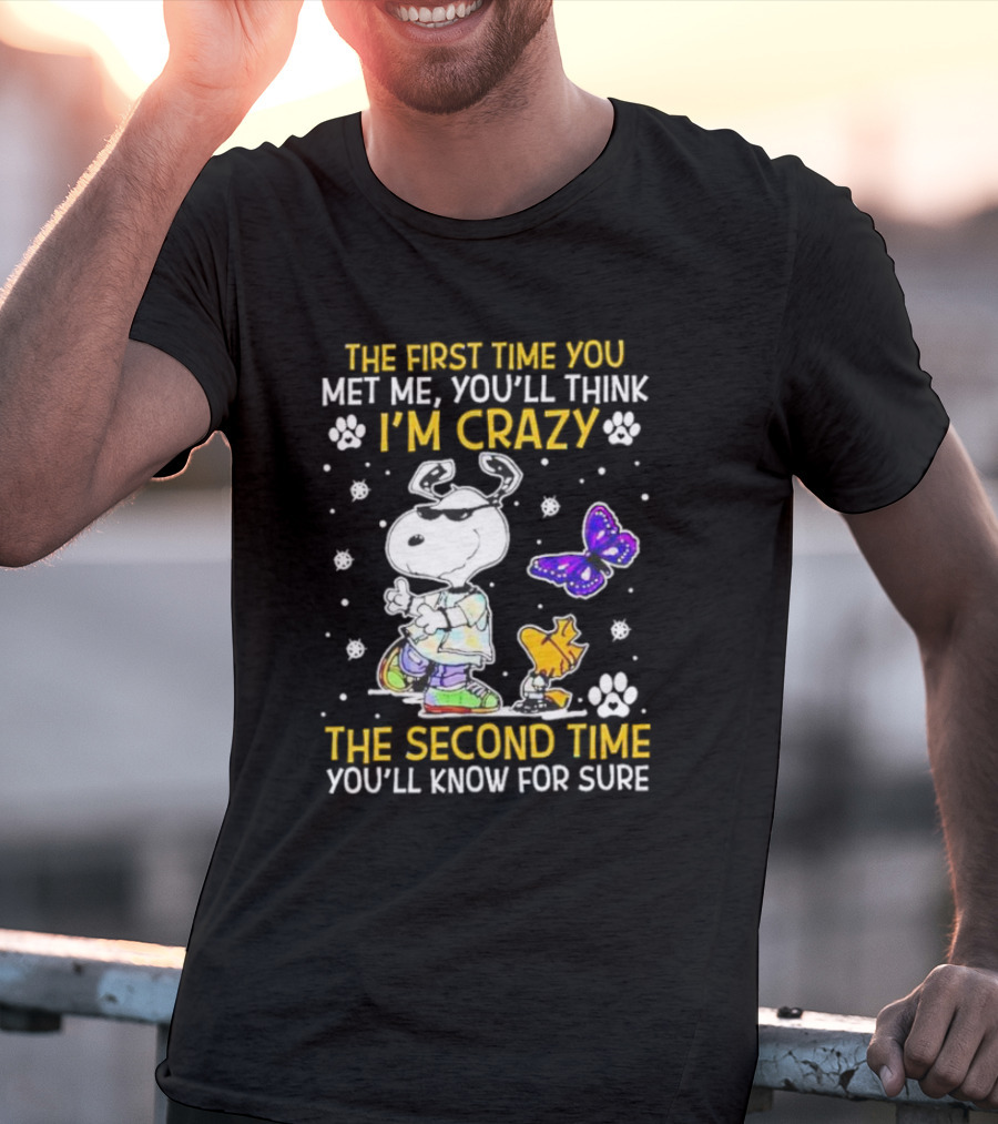 Snoopy And Woodstock The First Time You Met Me You'll Think I'm Crazy The Second Time You'll Know For Sure T-Shirt