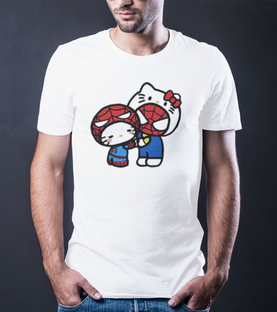 Hello Kitty Spider-Man Crossover Cartoon Characters T-Shirt