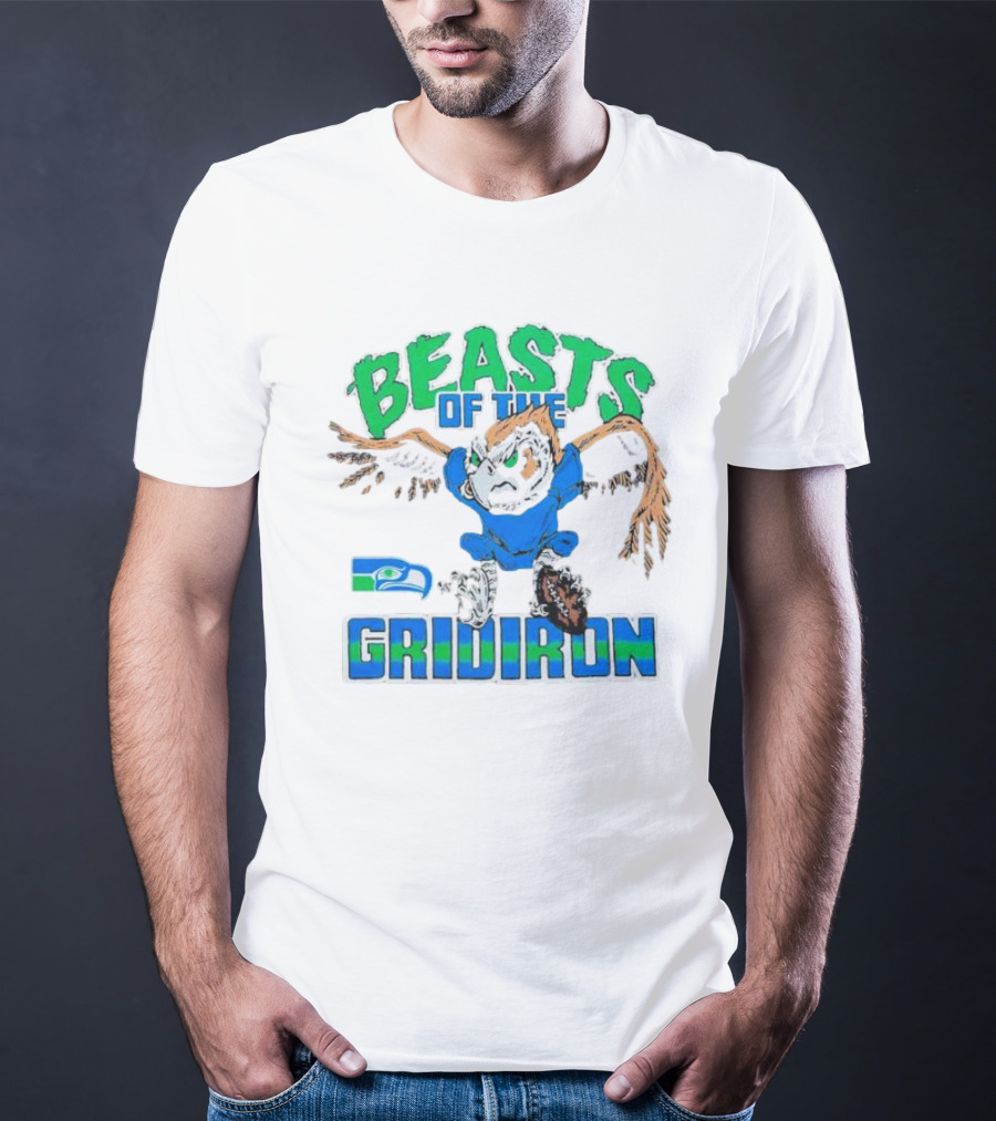 Beasts Of The Gridiron Seattle Seahawks Fierce Mascot Football T-Shirt
