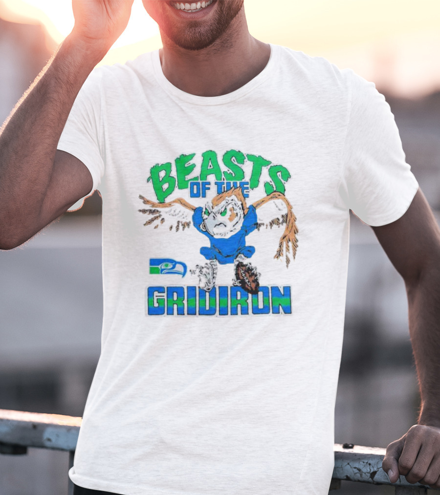 Beasts Of The Gridiron Seattle Seahawks Fierce Mascot Football T-Shirt